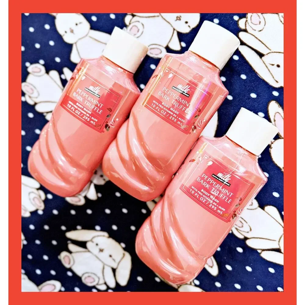 Bath & Body Works Peppermint Bark Truffle Milk Bar Shower Gel Body Wash x3